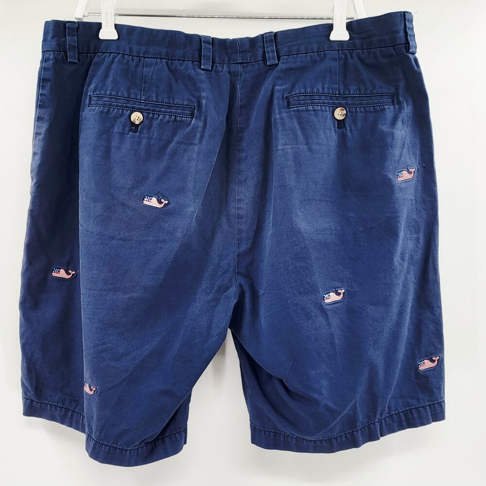 Vineyard Vines Blue Breaker Shorts Embroidered Patriotic Colorway Whales Size 38 - Picture 3 of 6